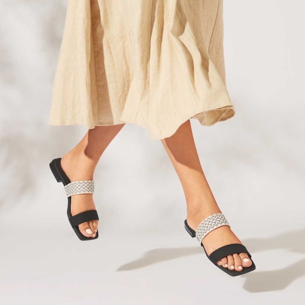 VIVAIA Maya Black Slide Sandals Knit Eco Friendly Comfortable Women EU/43 US/11